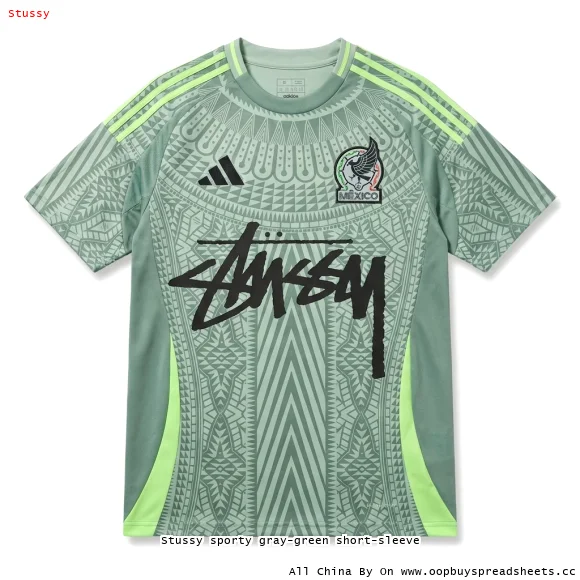 Stussy sporty gray-green short-sleeve