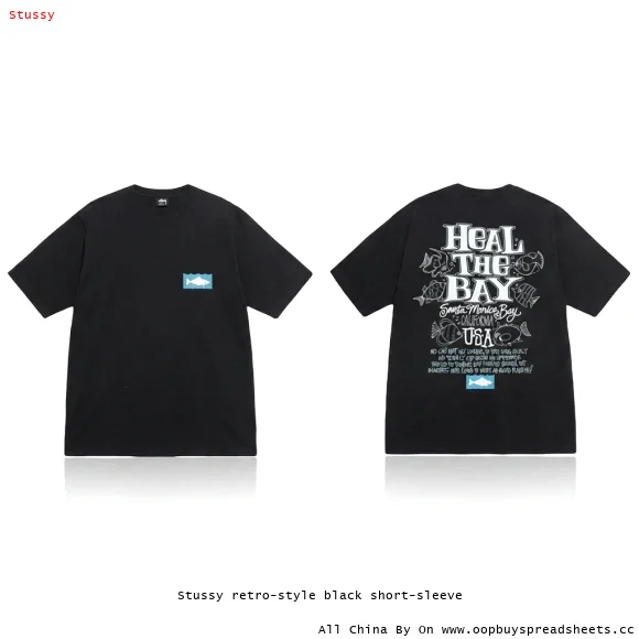 Stussy retro-style black short-sleeve
