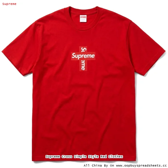 Supreme Cross Simple Style Red Clothes