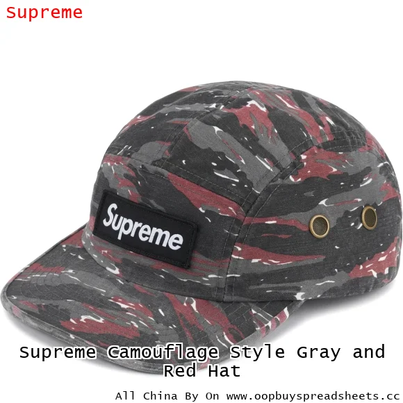 Supreme Camouflage Style Gray and Red Hat