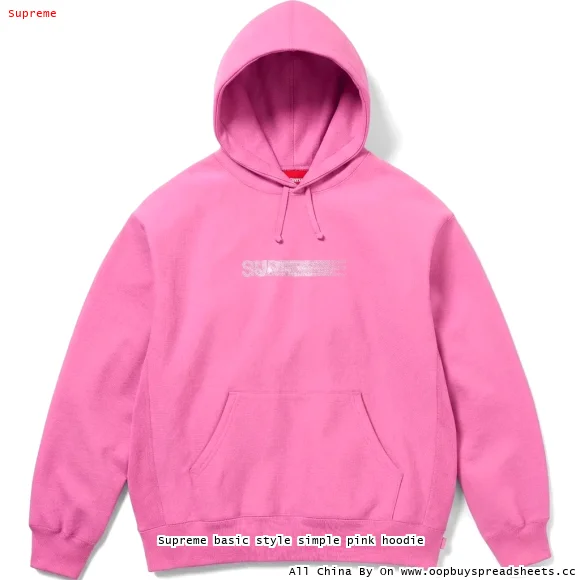 Supreme basic style simple pink hoodie