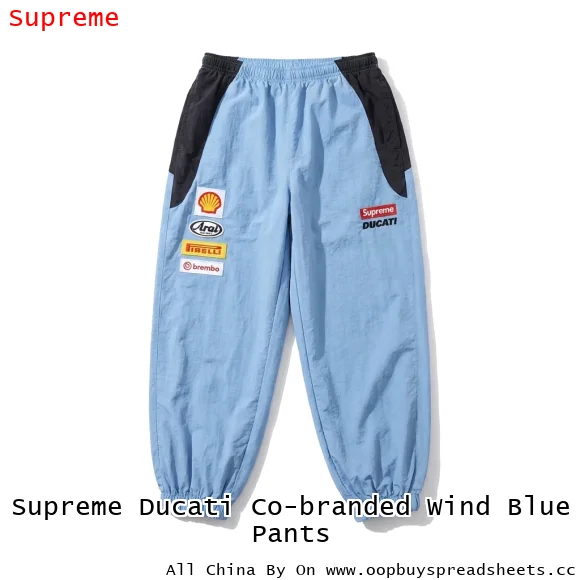 Supreme Ducati Co-branded Wind Blue Pants