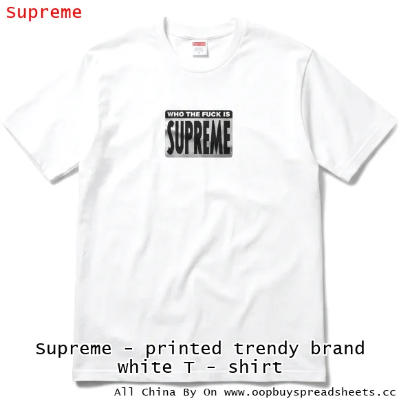 Supreme - printed trendy brand white T - shirt