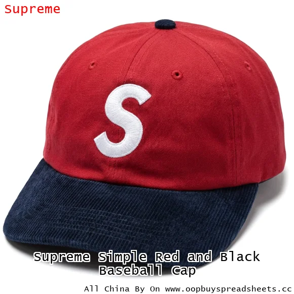 Supreme Simple Red and Black Baseball Cap