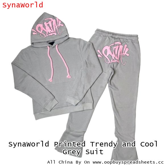 SynaWorld Printed Trendy and Cool Grey Suit