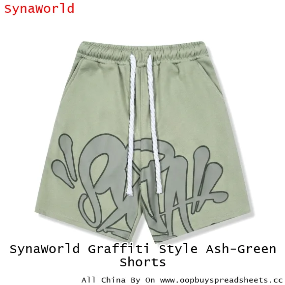 SynaWorld Graffiti Style Ash-Green Shorts