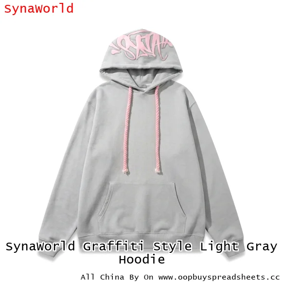 SynaWorld Graffiti Style Light Gray Hoodie