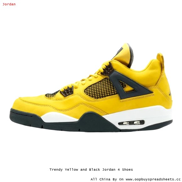 Trendy Yellow and Black Jordan 4 Shoes