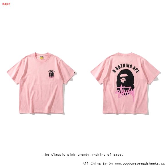 The classic pink trendy T-shirt of Bape.