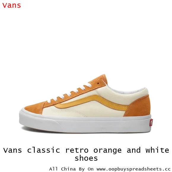 Vans classic retro orange and white shoes