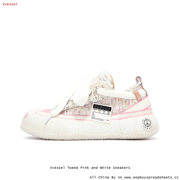 Xvessel Tweed Pink and White Sneakers