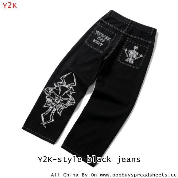 Y2K-style black jeans