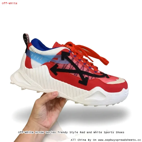 Off-White Arrow Series Trendy Style Red and White Sports Shoes