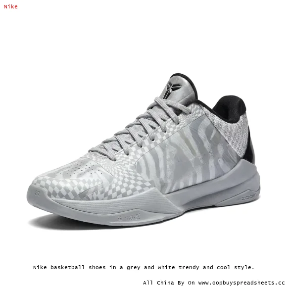 Nike basketball shoes in a grey and white trendy and cool style.