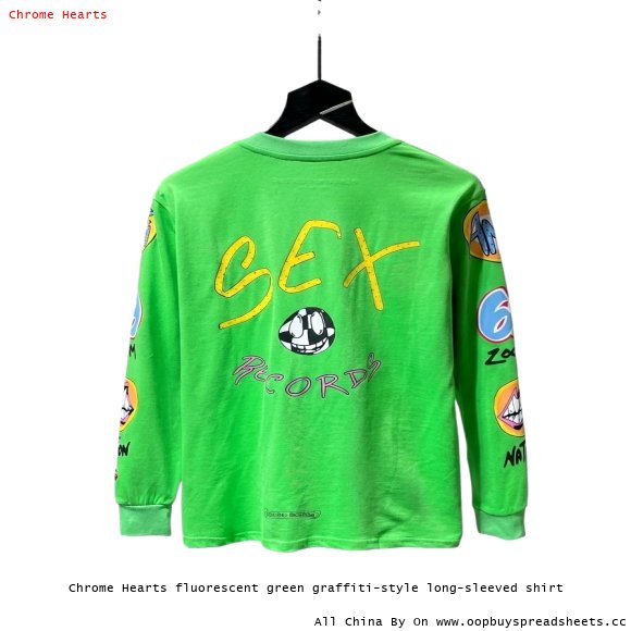 Chrome Hearts fluorescent green graffiti-style long-sleeved shirt