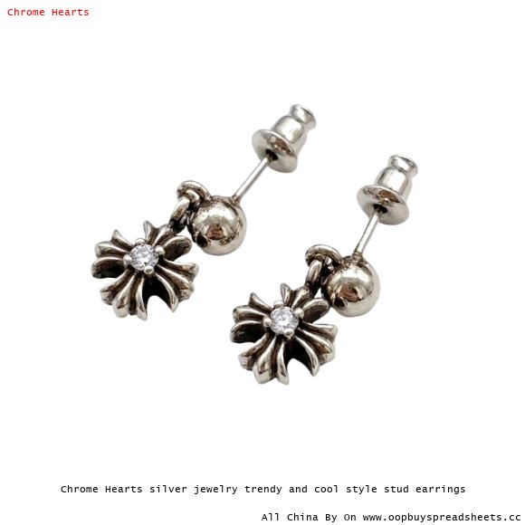 Chrome Hearts silver jewelry trendy and cool style stud earrings