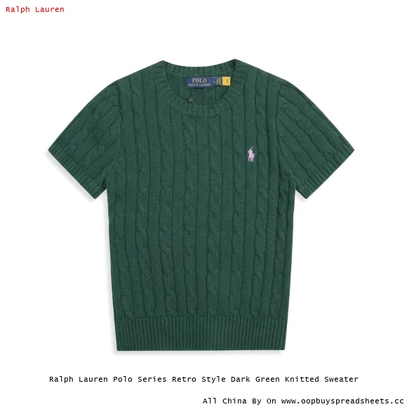 Ralph Lauren Polo Series Retro Style Dark Green Knitted Sweater