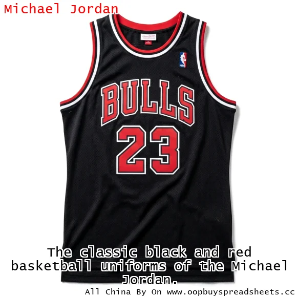 The classic black and red basketball uniforms of the Michael Jordan.