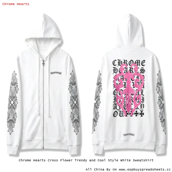 Chrome Hearts Cross Flower Trendy and Cool Style White Sweatshirt