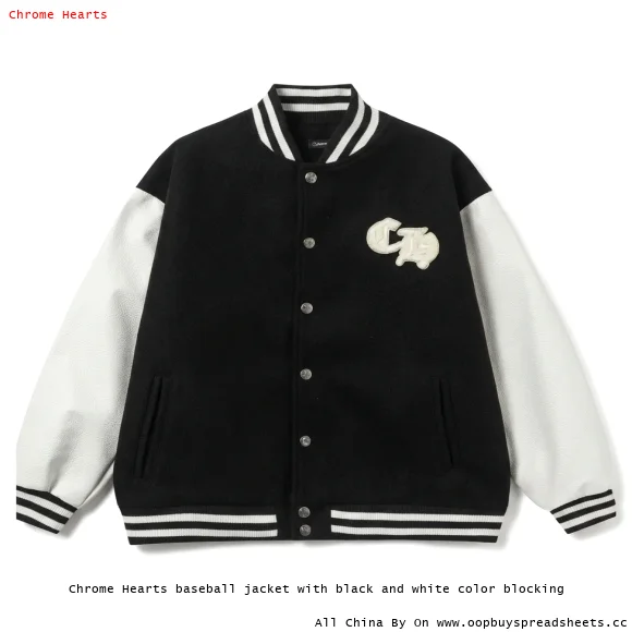 Chrome Hearts baseball jacket with black and white color blocking