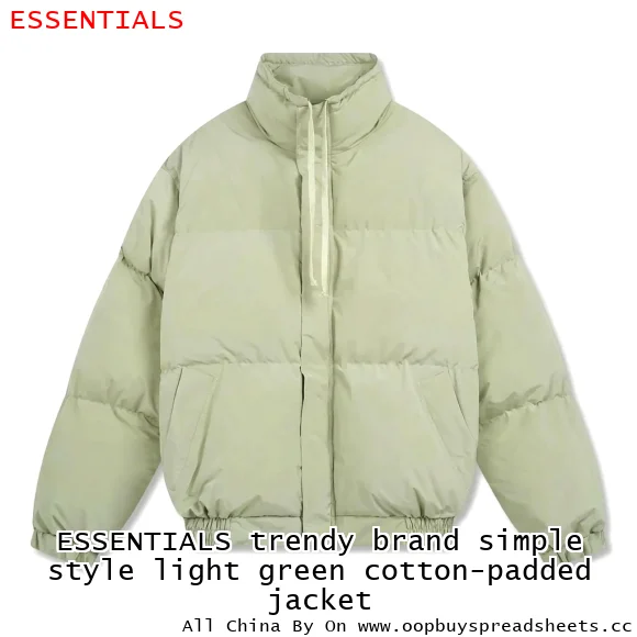 ESSENTIALS trendy brand simple style light green cotton-padded jacket