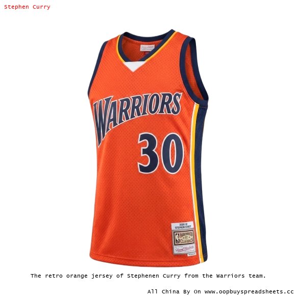 The retro orange jersey of Stephenen Curry from the Warriors team.