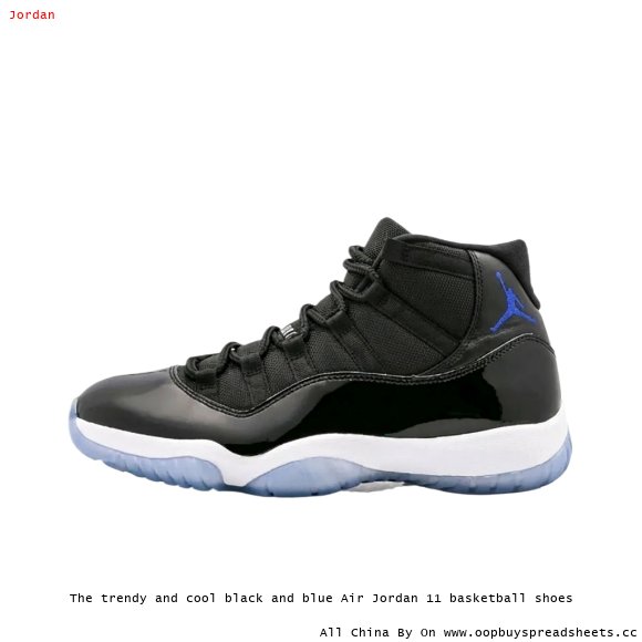 The trendy and cool black and blue Air Jordan 11 basketball shoes