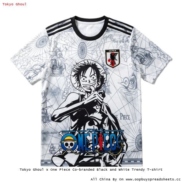Tokyo Ghoul x One Piece Co-branded Black and White Trendy T-shirt