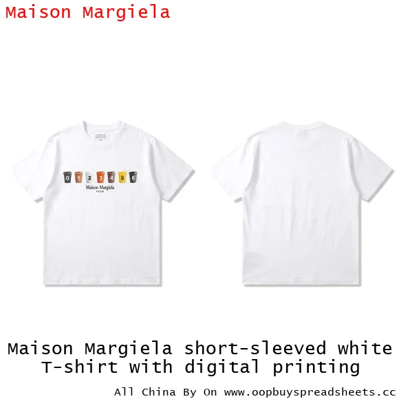 Maison Margiela short-sleeved white T-shirt with digital printing
