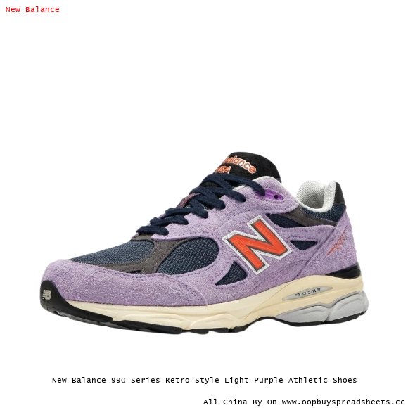 New Balance 990 Series Retro Style Light Purple Athletic Shoes