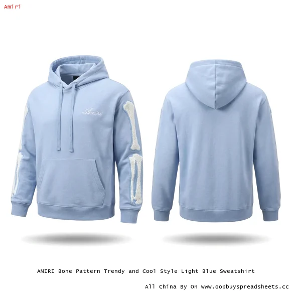 AMIRI Bone Pattern Trendy and Cool Style Light Blue Sweatshirt