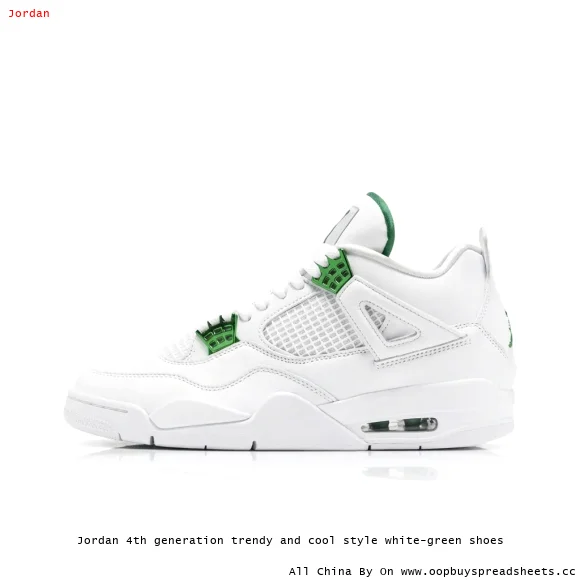 Jordan 4th generation trendy and cool style white-green shoes