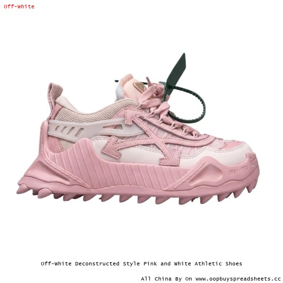 Off-White Deconstructed Style Pink and White Athletic Shoes