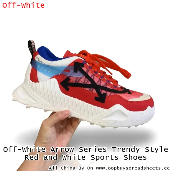 Off-White Arrow Series Trendy Style Red and White Sports Shoes