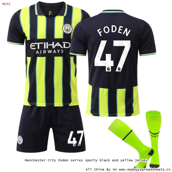 Manchester City Foden series sporty black and yellow jersey