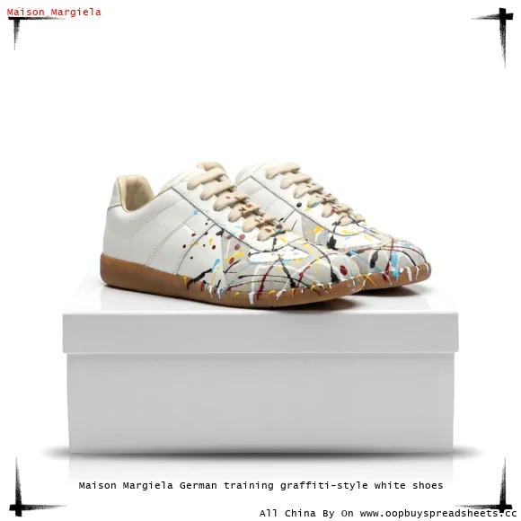 Maison Margiela German training graffiti-style white shoes