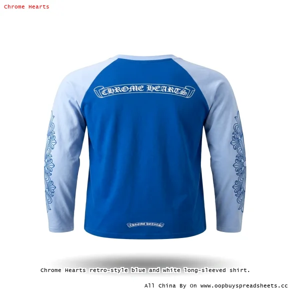 Chrome Hearts retro-style blue and white long-sleeved shirt.