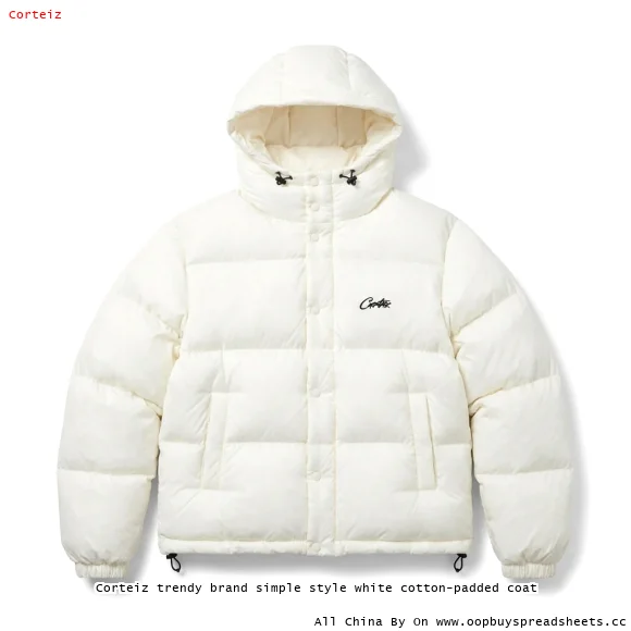Corteiz trendy brand simple style white cotton-padded coat