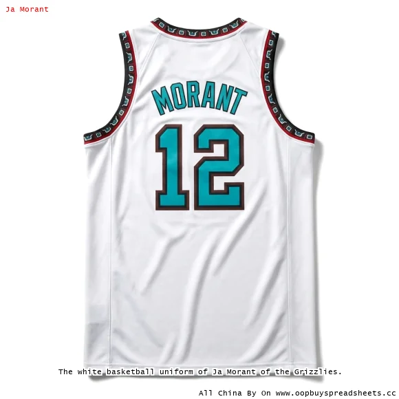 The white basketball uniform of Ja Morant of the Grizzlies.