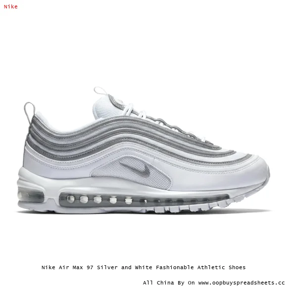 Nike Air Max 97 Silver and White Fashionable Athletic Shoes