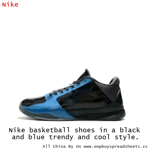 Nike basketball shoes in a black and blue trendy and cool style.