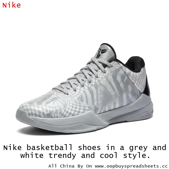 Nike basketball shoes in a grey and white trendy and cool style.