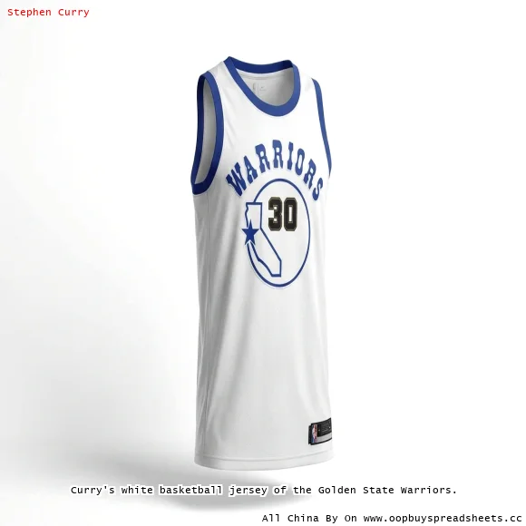Curry's white basketball jersey of the Golden State Warriors.