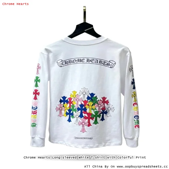 Chrome Hearts Long-sleeved White T-shirt with Colorful Print