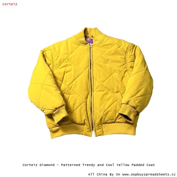 Corteiz Diamond - Patterned Trendy and Cool Yellow Padded Coat