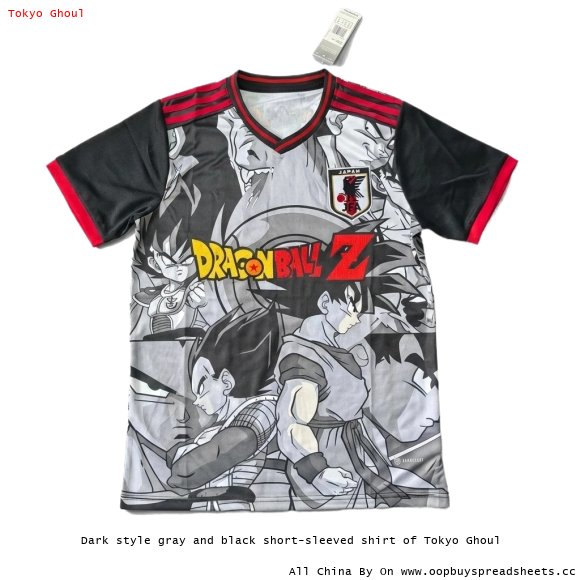 Dark style gray and black short-sleeved shirt of Tokyo Ghoul