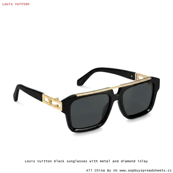 Louis Vuitton black sunglasses with metal and diamond inlay