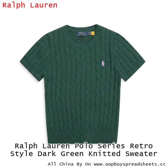 Ralph Lauren Polo Series Retro Style Dark Green Knitted Sweater