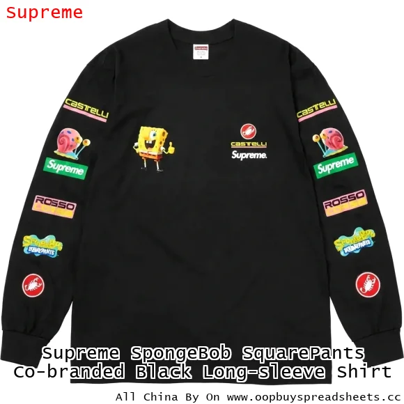 Supreme SpongeBob SquarePants Co-branded Black Long-sleeve Shirt