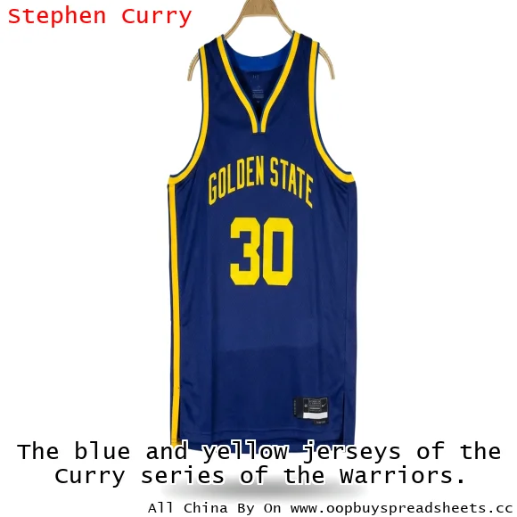 The blue and yellow jerseys of the Curry series of the Warriors.